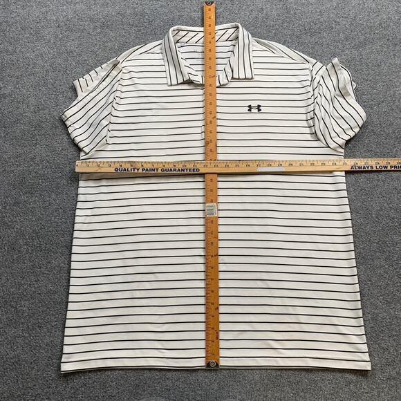 Under Armour Polo Shirt Mens 2XL White Black Playoff Striped Performance Golf - Picture 5 of 10